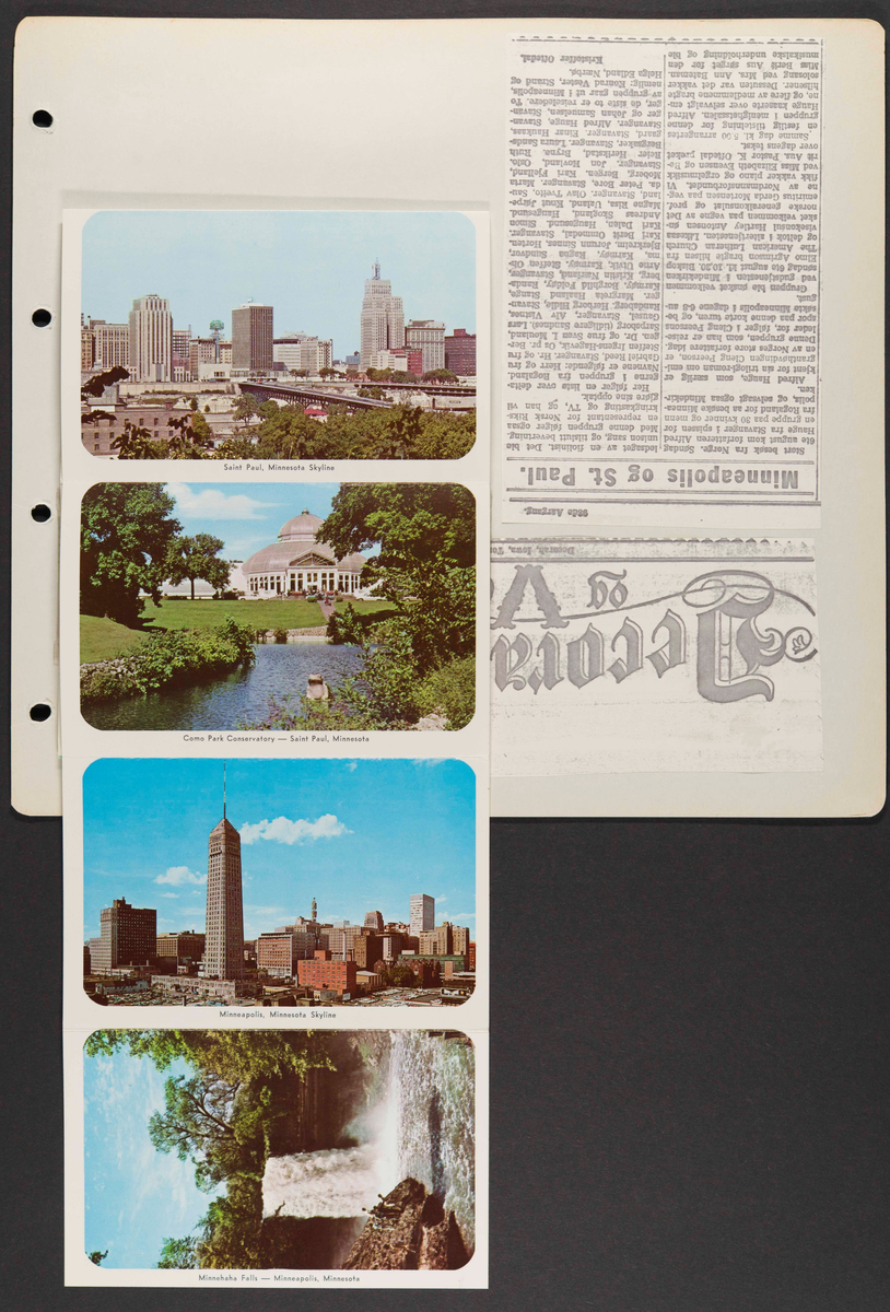 Album som dokumenterer reise til USA i 1972 "I Cleng Peersons fotspor". Albumet inneholder fotografier, reiserute, program, diverse brosjyrer, avisutklipp og tekster