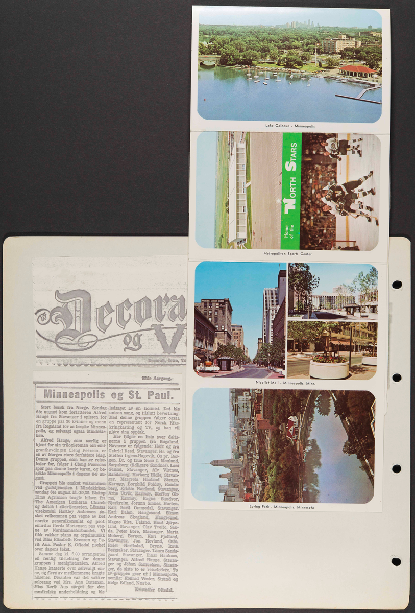 Album som dokumenterer reise til USA i 1972 "I Cleng Peersons fotspor". Albumet inneholder fotografier, reiserute, program, diverse brosjyrer, avisutklipp og tekster