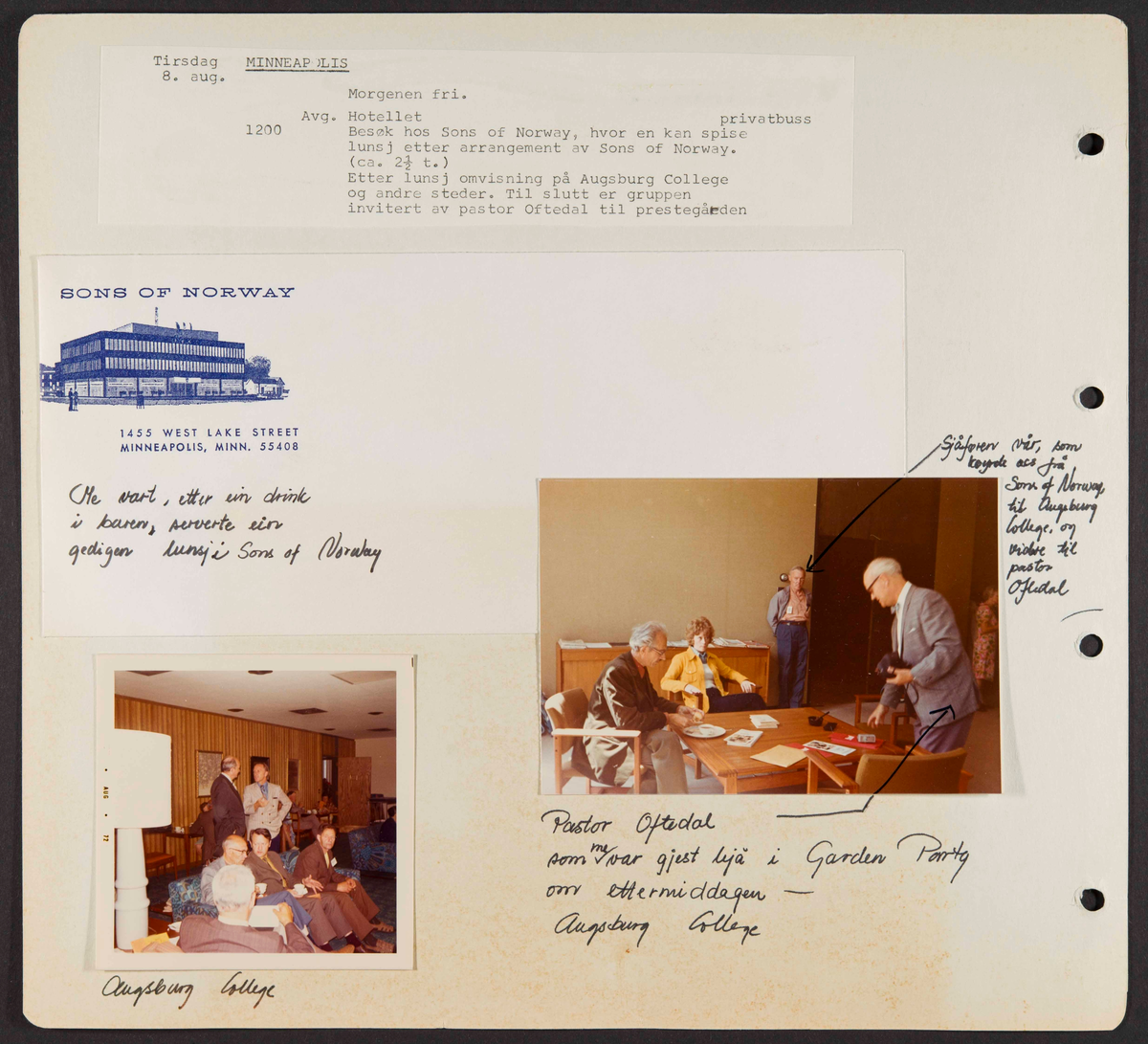 Album som dokumenterer reise til USA i 1972 "I Cleng Peersons fotspor". Albumet inneholder fotografier, reiserute, program, diverse brosjyrer, avisutklipp og tekster