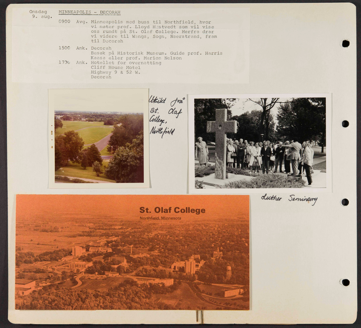 Album som dokumenterer reise til USA i 1972 "I Cleng Peersons fotspor". Albumet inneholder fotografier, reiserute, program, diverse brosjyrer, avisutklipp og tekster