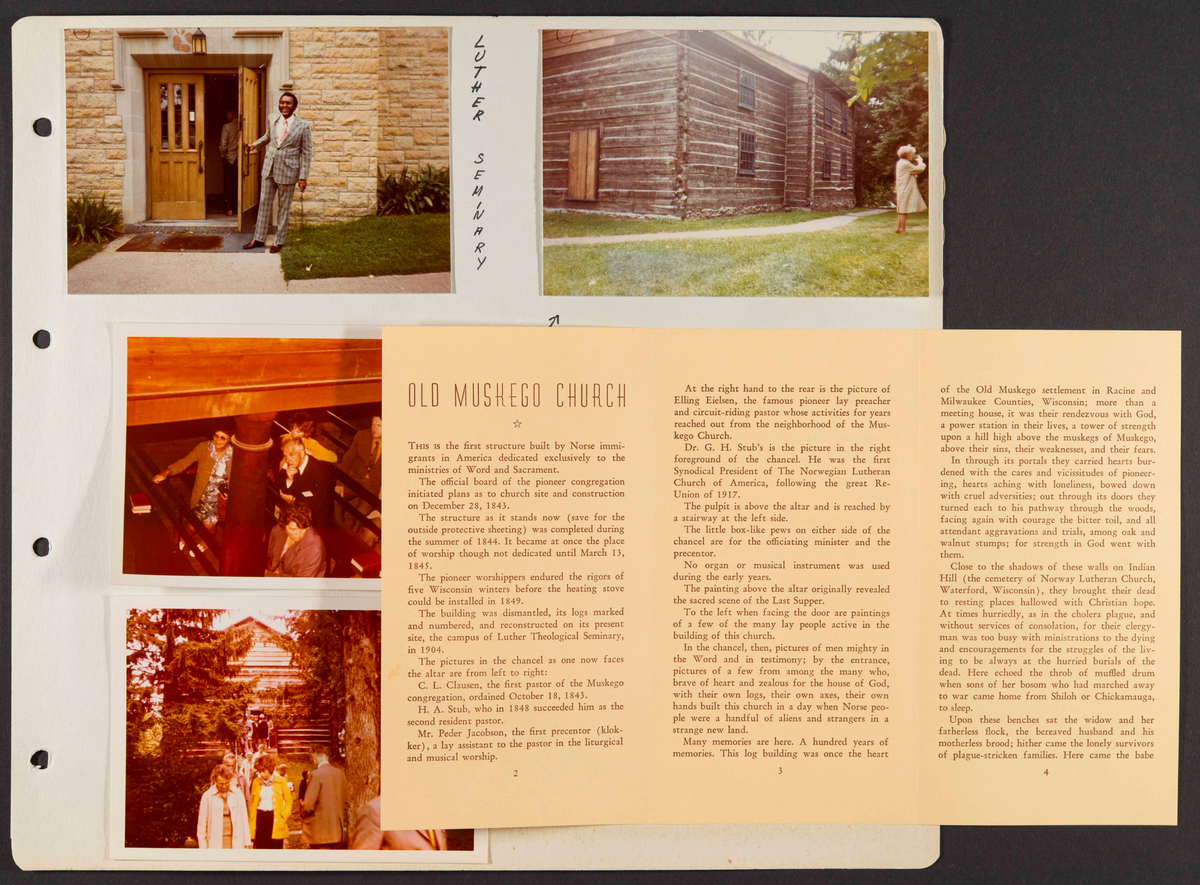 Album som dokumenterer reise til USA i 1972 "I Cleng Peersons fotspor". Albumet inneholder fotografier, reiserute, program, diverse brosjyrer, avisutklipp og tekster