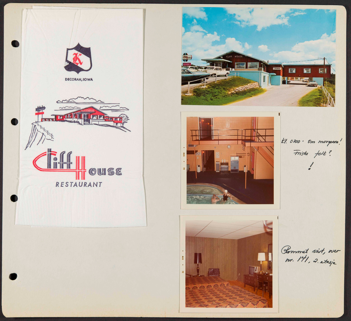 Album som dokumenterer reise til USA i 1972 "I Cleng Peersons fotspor". Albumet inneholder fotografier, reiserute, program, diverse brosjyrer, avisutklipp og tekster