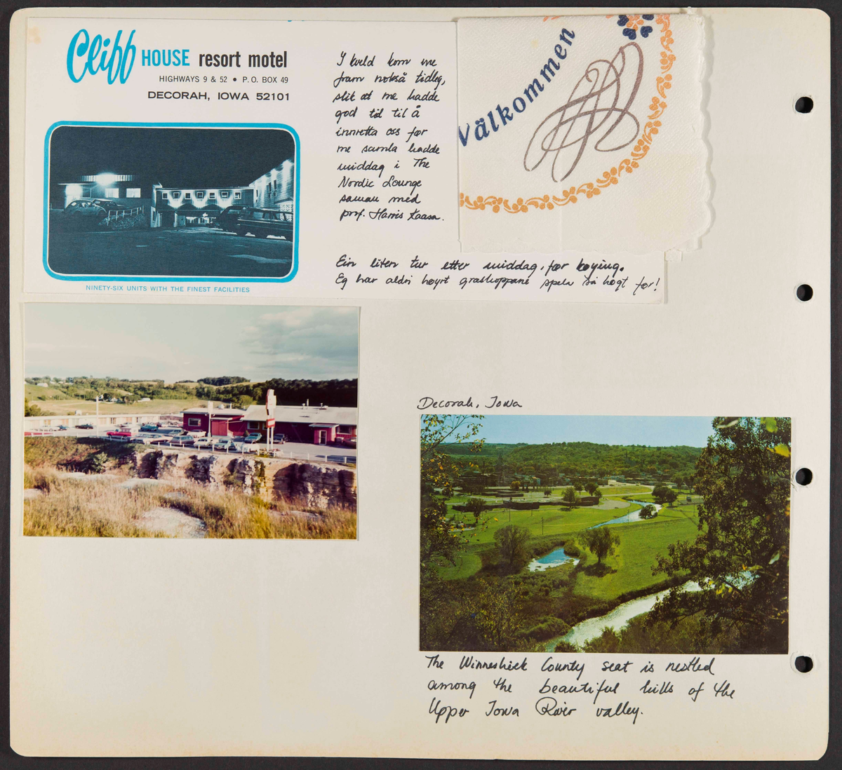 Album som dokumenterer reise til USA i 1972 "I Cleng Peersons fotspor". Albumet inneholder fotografier, reiserute, program, diverse brosjyrer, avisutklipp og tekster