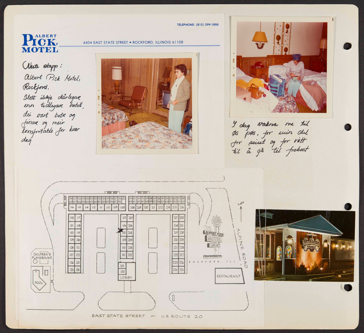 Album som dokumenterer reise til USA i 1972 "I Cleng Peersons fotspor". Albumet inneholder fotografier, reiserute, program, diverse brosjyrer, avisutklipp og tekster