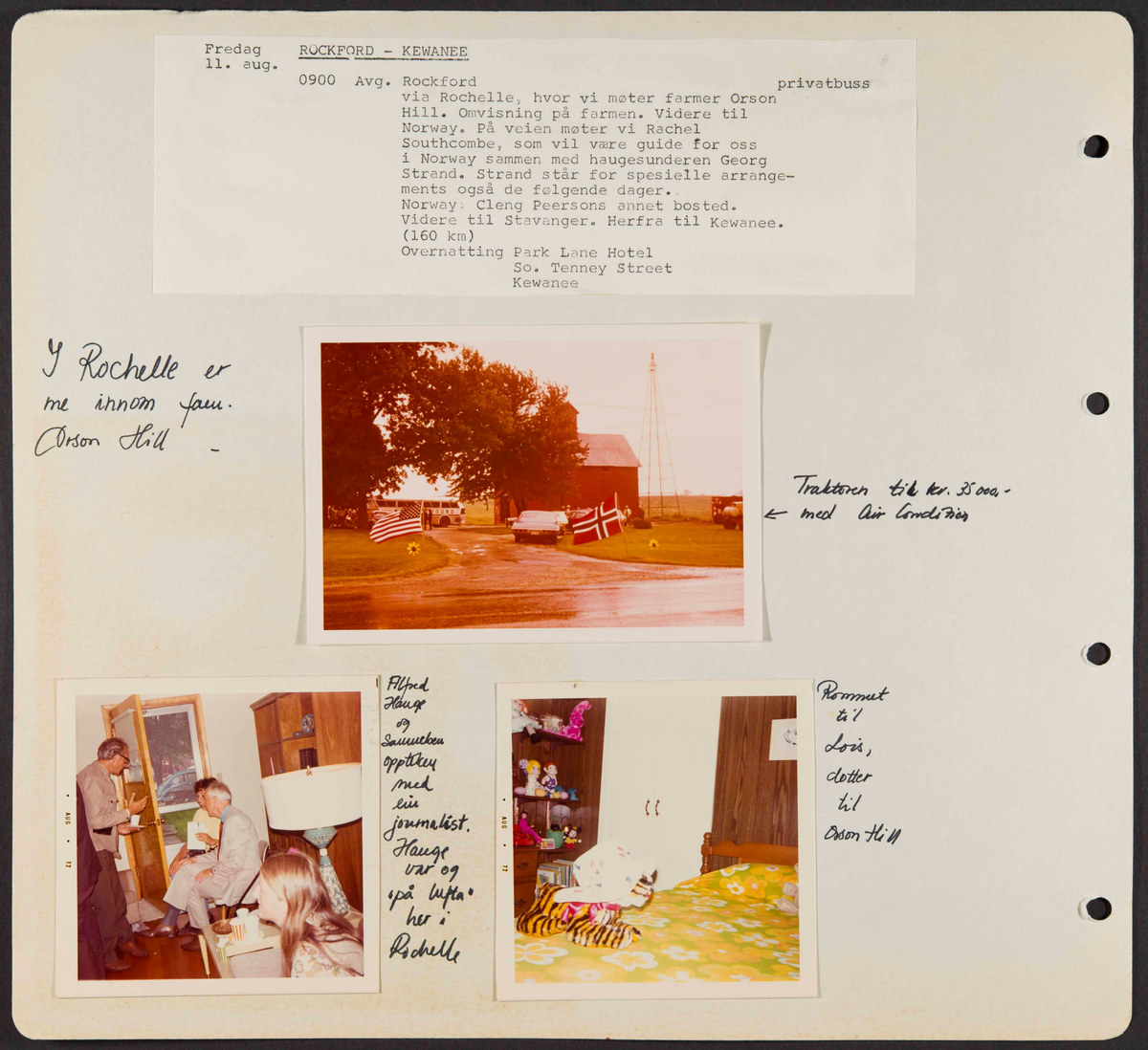 Album som dokumenterer reise til USA i 1972 "I Cleng Peersons fotspor". Albumet inneholder fotografier, reiserute, program, diverse brosjyrer, avisutklipp og tekster