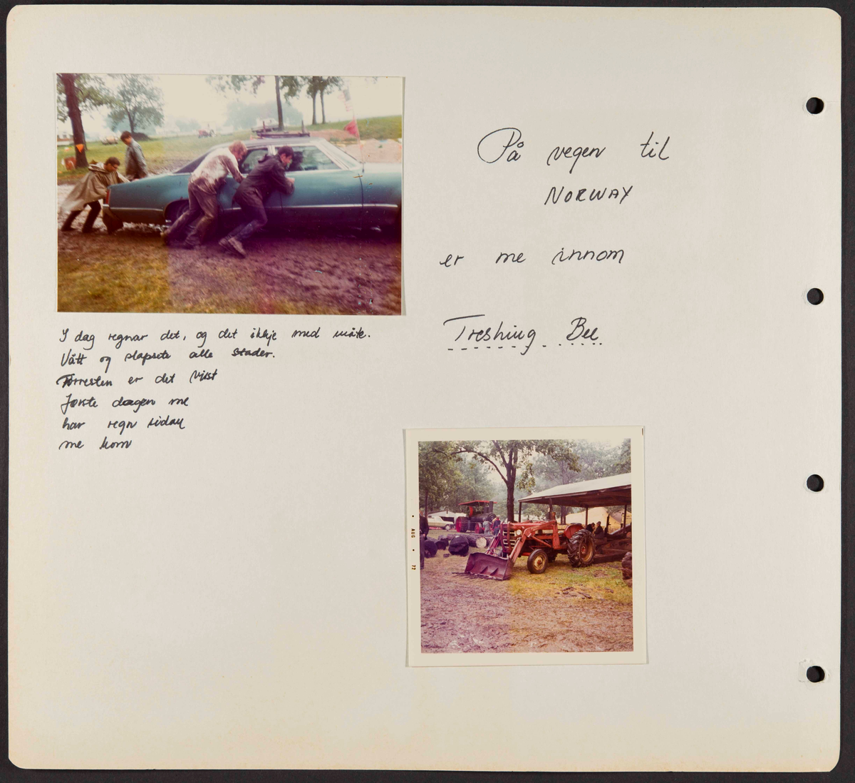 Album som dokumenterer reise til USA i 1972 "I Cleng Peersons fotspor". Albumet inneholder fotografier, reiserute, program, diverse brosjyrer, avisutklipp og tekster