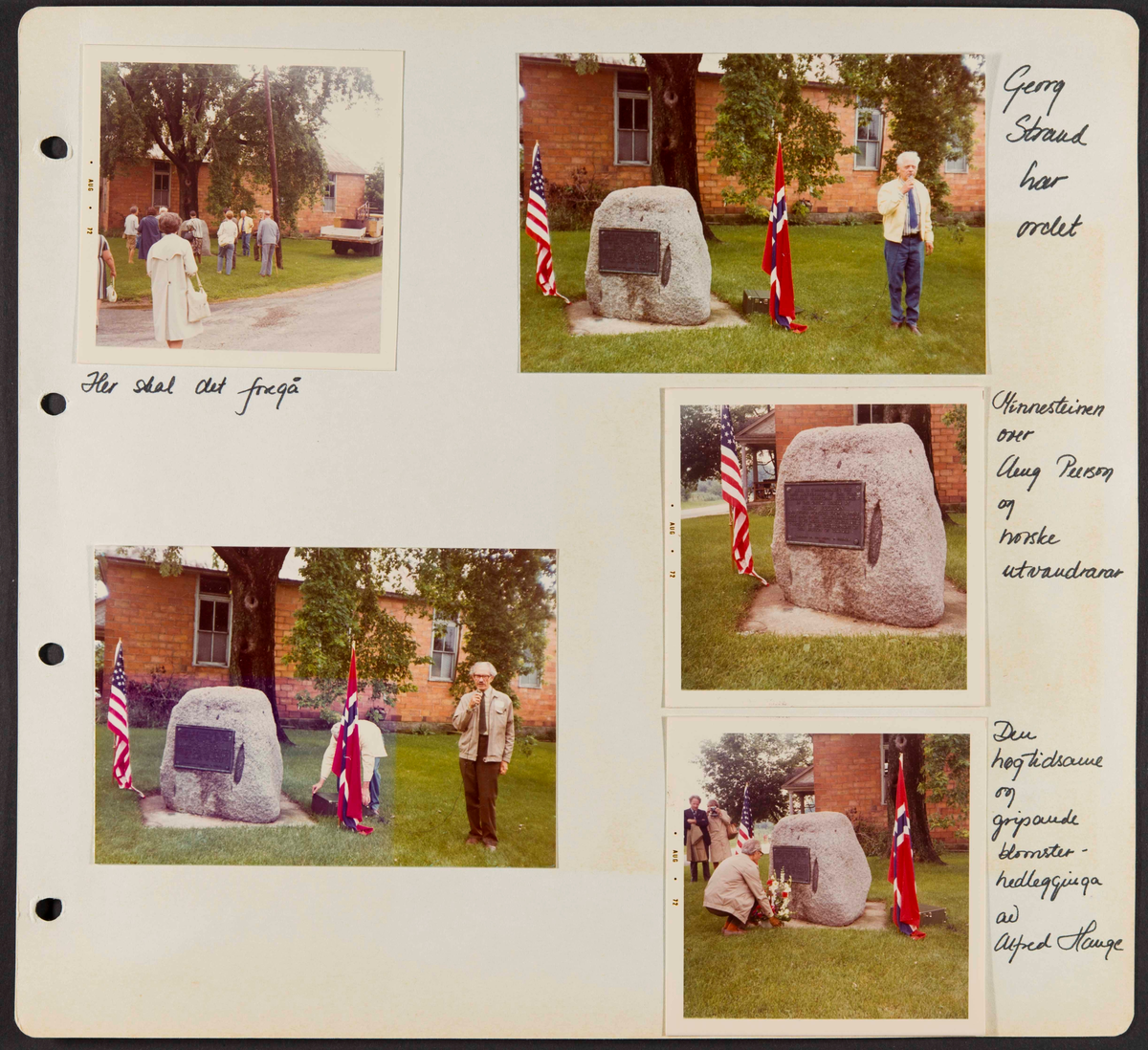 Album som dokumenterer reise til USA i 1972 "I Cleng Peersons fotspor". Albumet inneholder fotografier, reiserute, program, diverse brosjyrer, avisutklipp og tekster