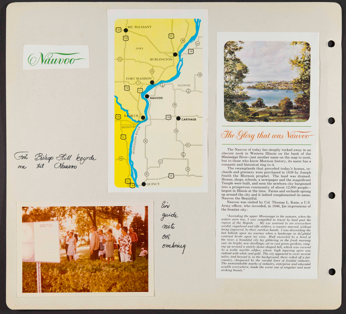 Album som dokumenterer reise til USA i 1972 "I Cleng Peersons fotspor". Albumet inneholder fotografier, reiserute, program, diverse brosjyrer, avisutklipp og tekster