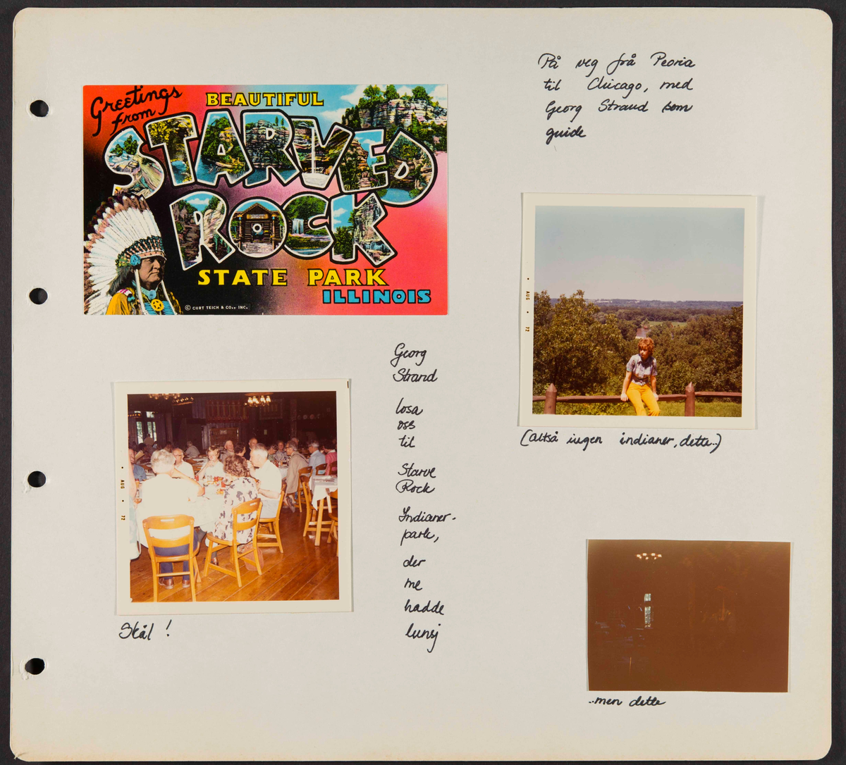 Album som dokumenterer reise til USA i 1972 "I Cleng Peersons fotspor". Albumet inneholder fotografier, reiserute, program, diverse brosjyrer, avisutklipp og tekster