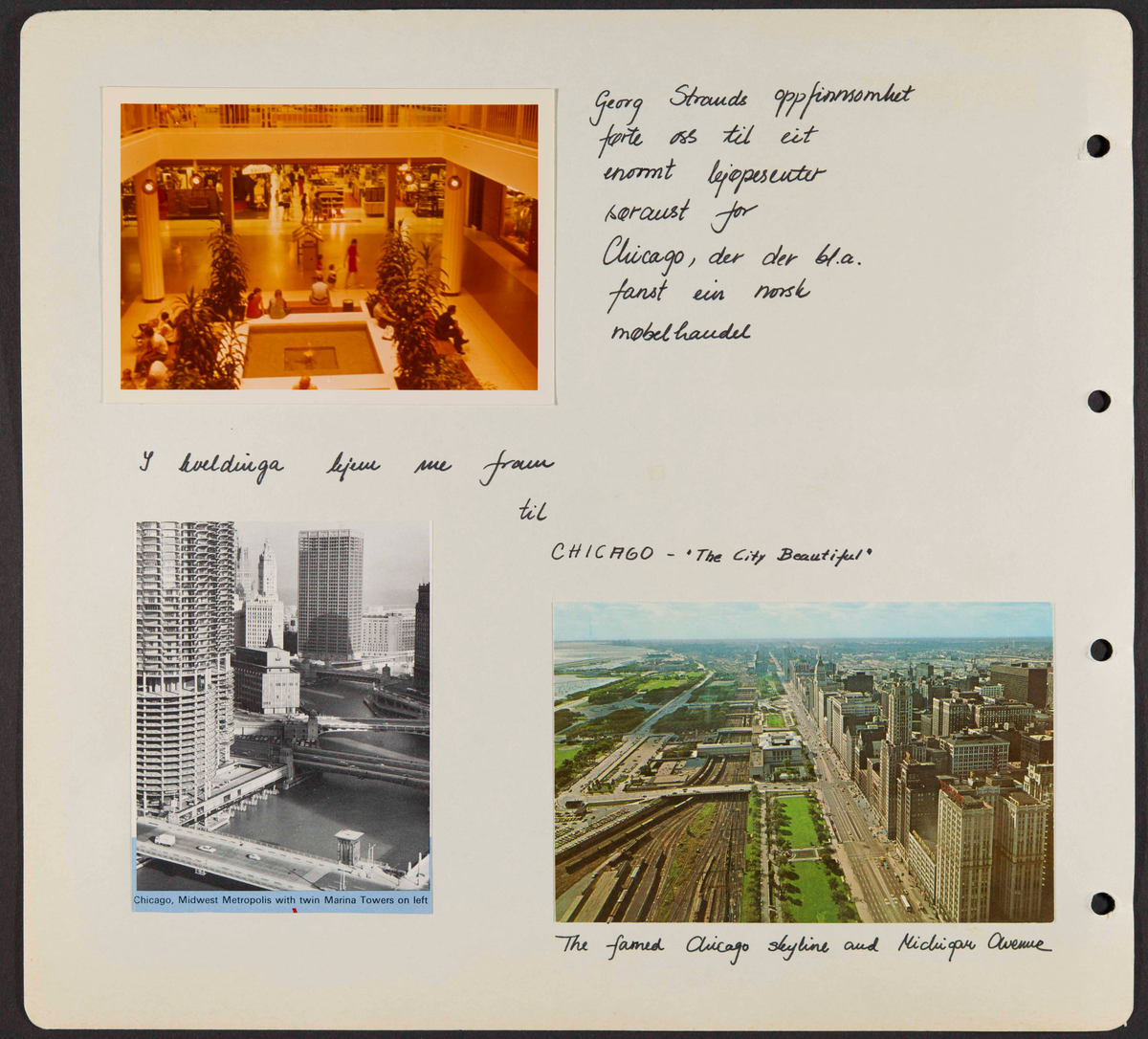 Album som dokumenterer reise til USA i 1972 "I Cleng Peersons fotspor". Albumet inneholder fotografier, reiserute, program, diverse brosjyrer, avisutklipp og tekster