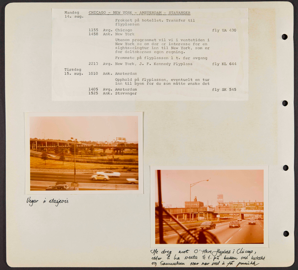Album som dokumenterer reise til USA i 1972 "I Cleng Peersons fotspor". Albumet inneholder fotografier, reiserute, program, diverse brosjyrer, avisutklipp og tekster