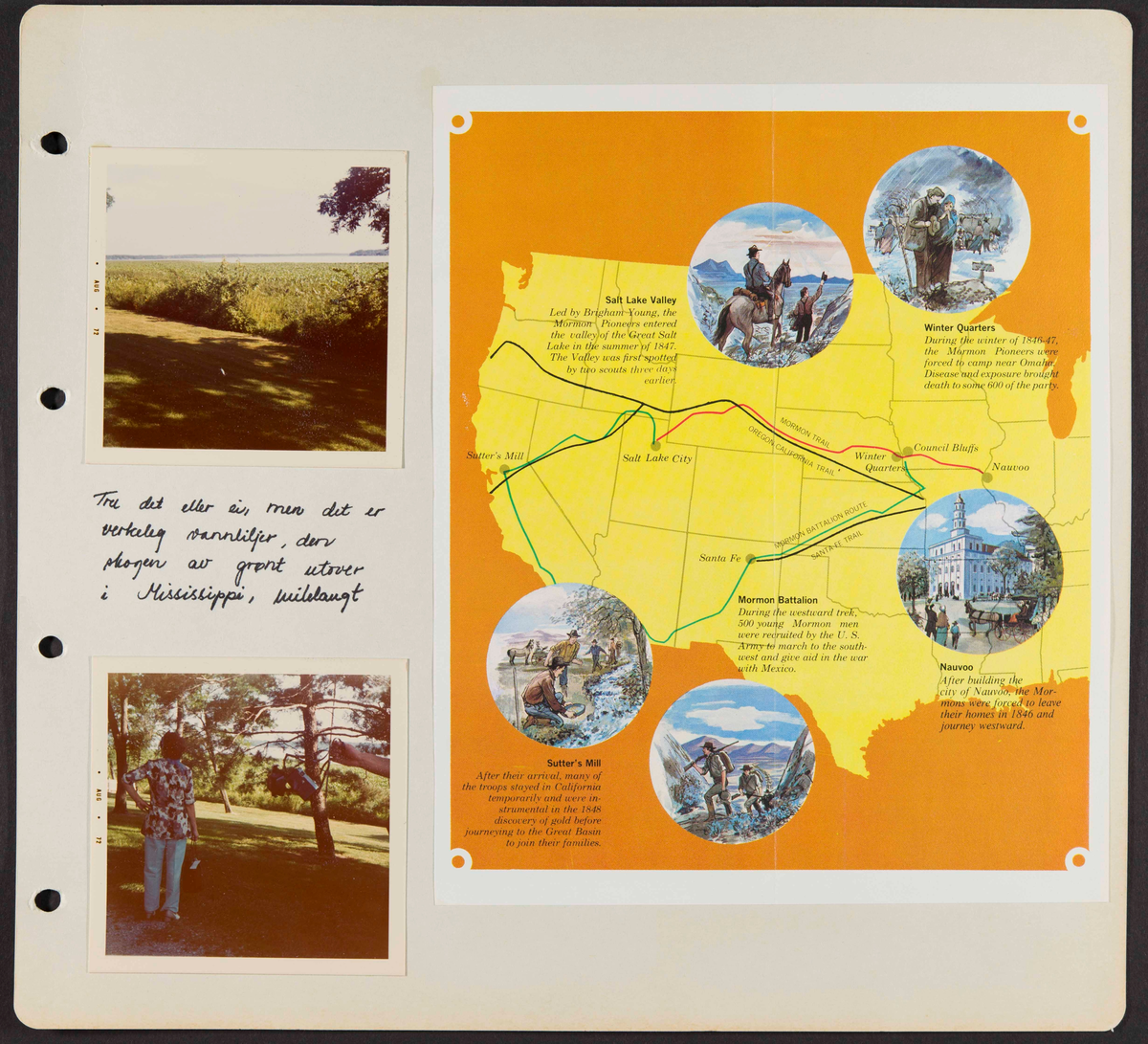 Album som dokumenterer reise til USA i 1972 "I Cleng Peersons fotspor". Albumet inneholder fotografier, reiserute, program, diverse brosjyrer, avisutklipp og tekster