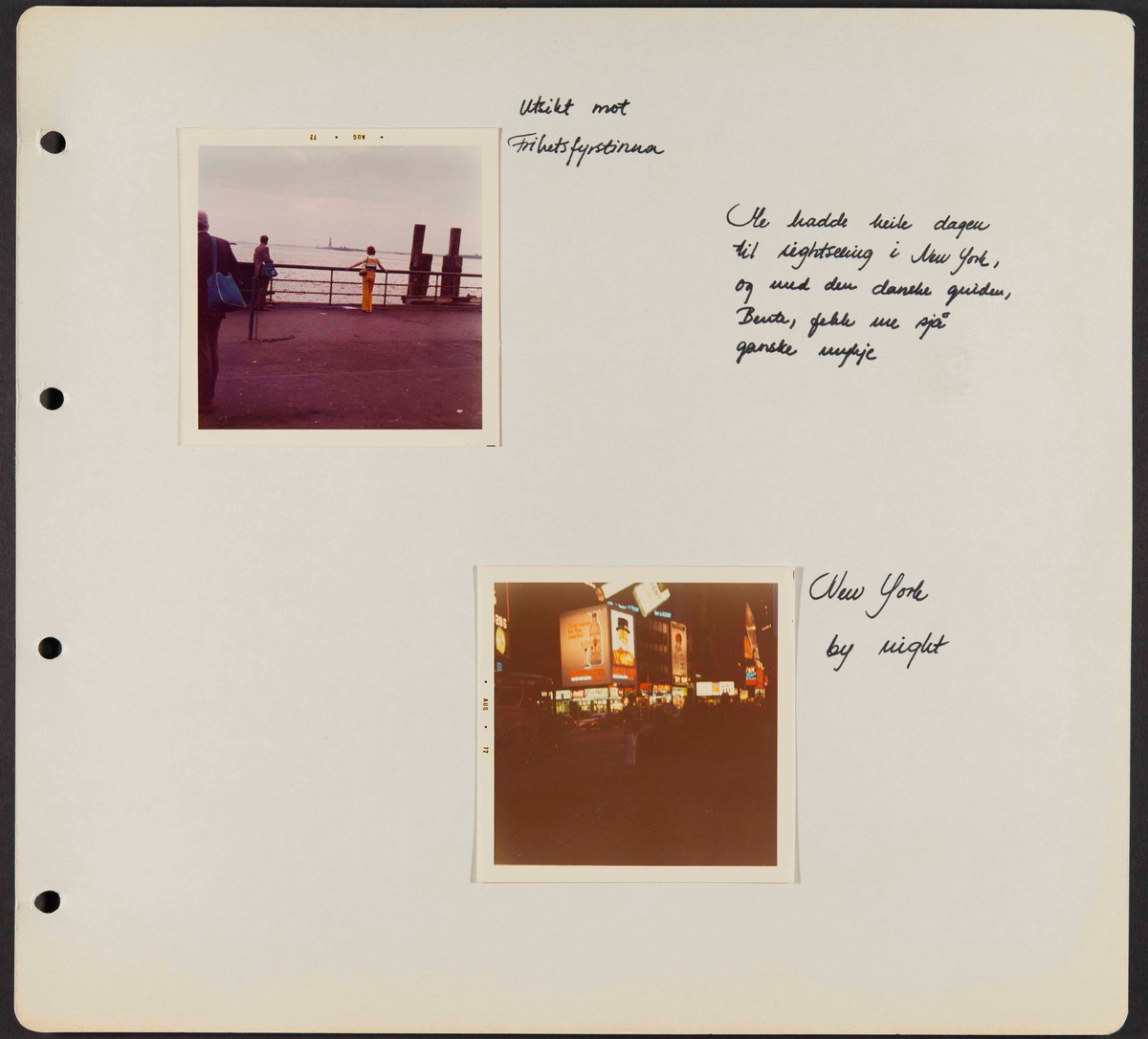 Album som dokumenterer reise til USA i 1972 "I Cleng Peersons fotspor". Albumet inneholder fotografier, reiserute, program, diverse brosjyrer, avisutklipp og tekster