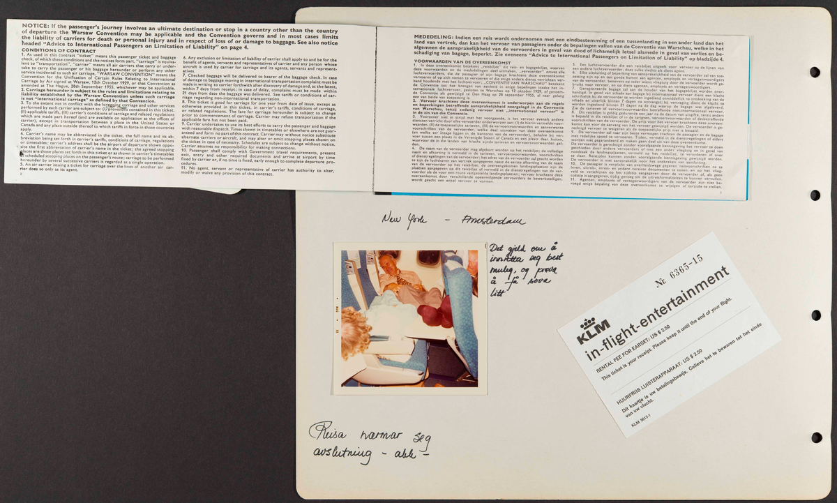 Album som dokumenterer reise til USA i 1972 "I Cleng Peersons fotspor". Albumet inneholder fotografier, reiserute, program, diverse brosjyrer, avisutklipp og tekster