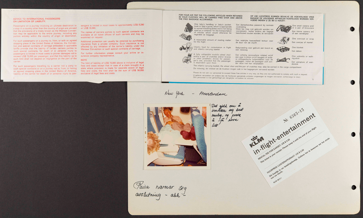 Album som dokumenterer reise til USA i 1972 "I Cleng Peersons fotspor". Albumet inneholder fotografier, reiserute, program, diverse brosjyrer, avisutklipp og tekster
