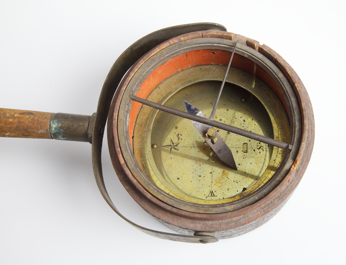 Klinometer i form av en rund låda av trä, svartmålad, med en röd kant upptill. 
Lock av glas runt vilken det går en smal graderad skiva. Tvärs över locket går en smal järnstång och vinkelrätt mot denna en annan järstång som är rörlig och med vilkens hjälp man kan avläsa värdet på nämnd skiva. Glaset delas i tre delar genom tre mässingsband på dess undersida. 
Omkring en lodrät axel sitter en genom tyngdpunkten rörlig magnetnål vars riktining mot horisontalplanet kan avläsas på en vågrät cirkelskala. Klinometern hålls i vågrätt läge genom att den är rörligt fastsatt i ett träskaft som fäster mot lådan i ett halvcirkelformigt metallband. På klinometerns baksida finns ett genombrutet sigill. 

Ett inklinationsinstrument, eller klinometer, är ett mätinstrument som används för att bestämma lutningsvinkeln mot horisontalplanet.