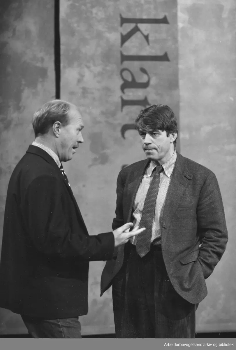 Per Ståle Lønning og Hans Fredrik Dahl, november 1992.