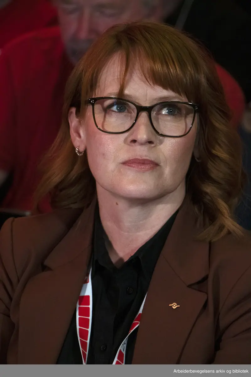 Kine Asper Vistnes (Fellesforbundet) på LO-kongressen i Folkets hus, 8. mai 2025 i Oslo.