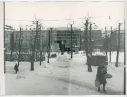 Nya katolska kyrkan.
Fotokollage av fasad.