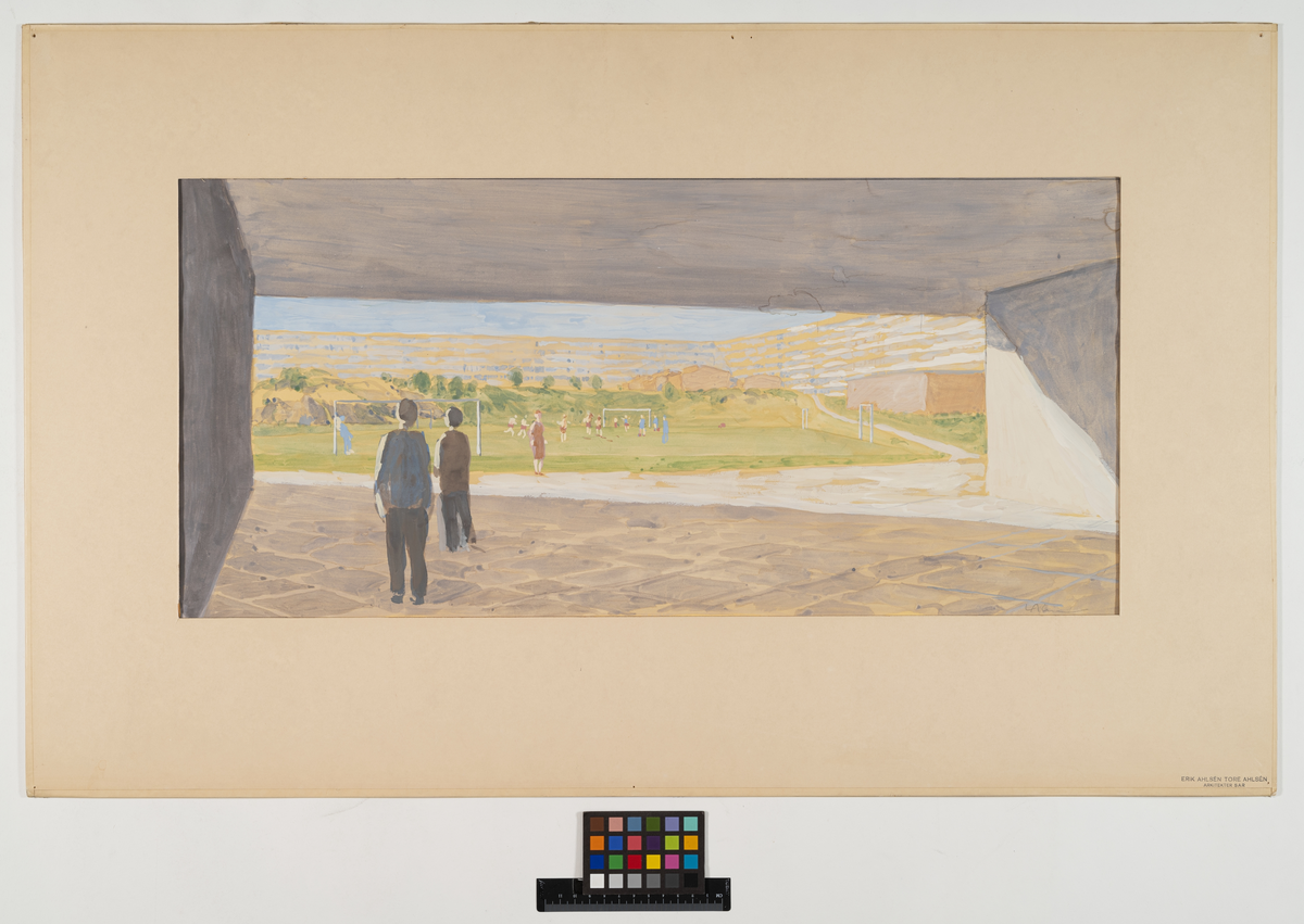 Henriksdalsberget.
Illustration av innergård.
