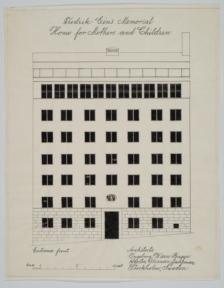 Fredric Eens Minne.
Elevation av fasad.