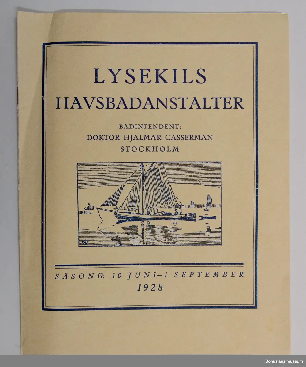 Turistbroschyr för Lysekils Havsbadanstalter 1928.