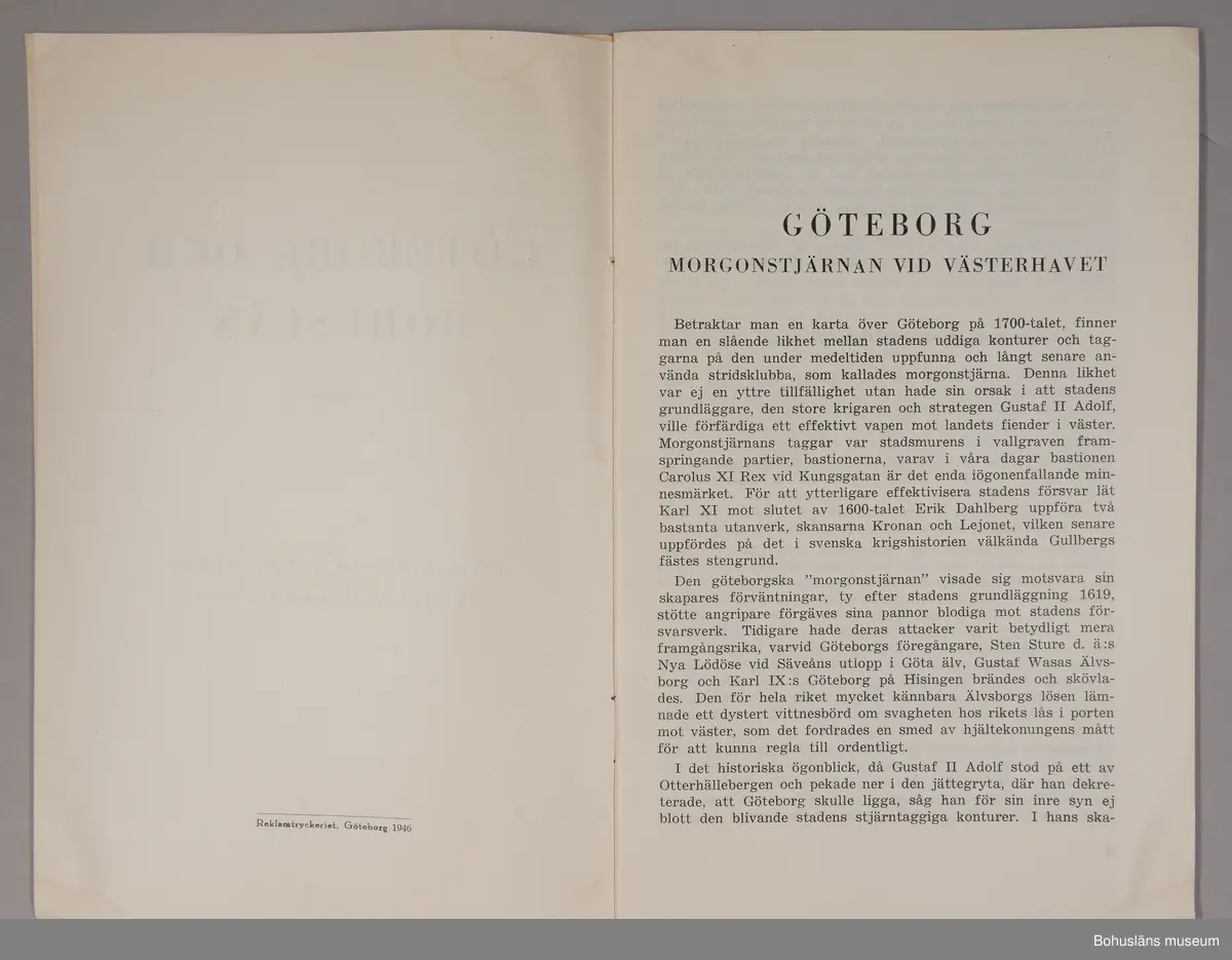 Turistbroschyr för Bohuslän och Västkusten 1946.