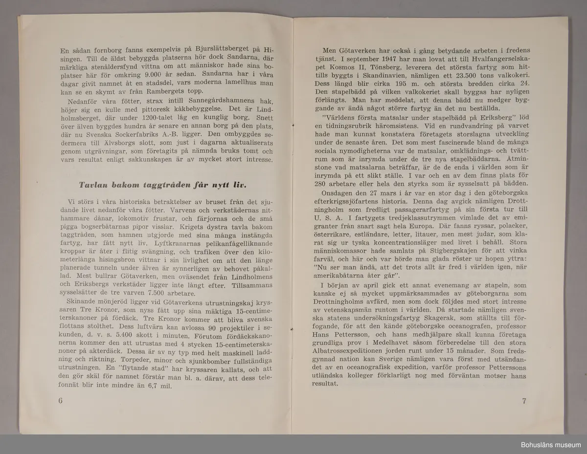 Turistbroschyr för Bohuslän och Västkusten 1946.
