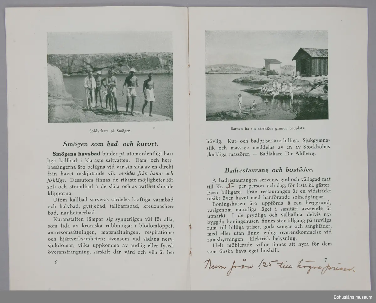 Turistbroschyr för Smögens Havsbad 1923.