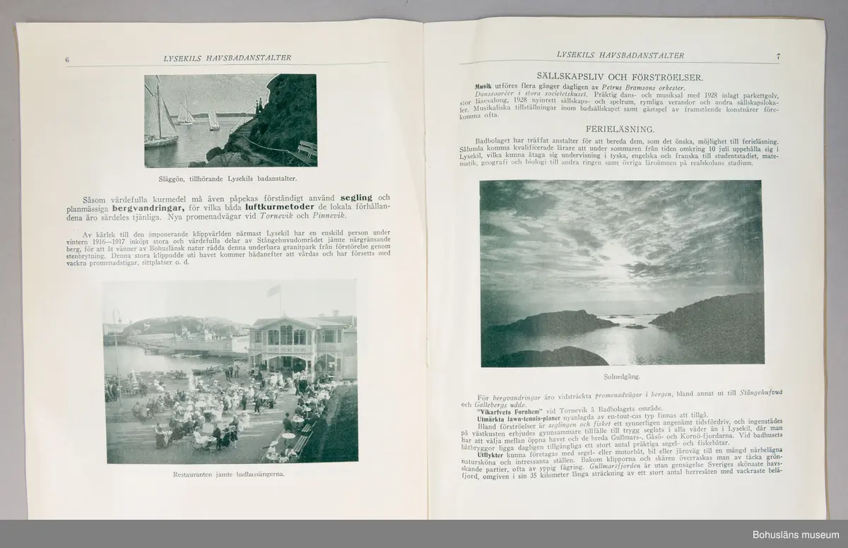 Turistbroschyr för Lysekils Havsbadanstalter 1928.