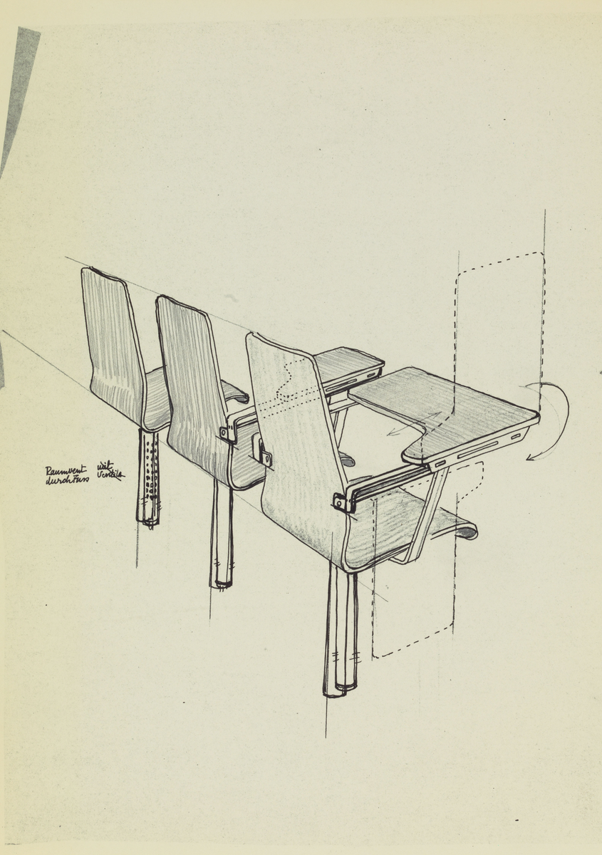 Seminar chair for ETH. Sketch of chair. by Leonhard, Thea