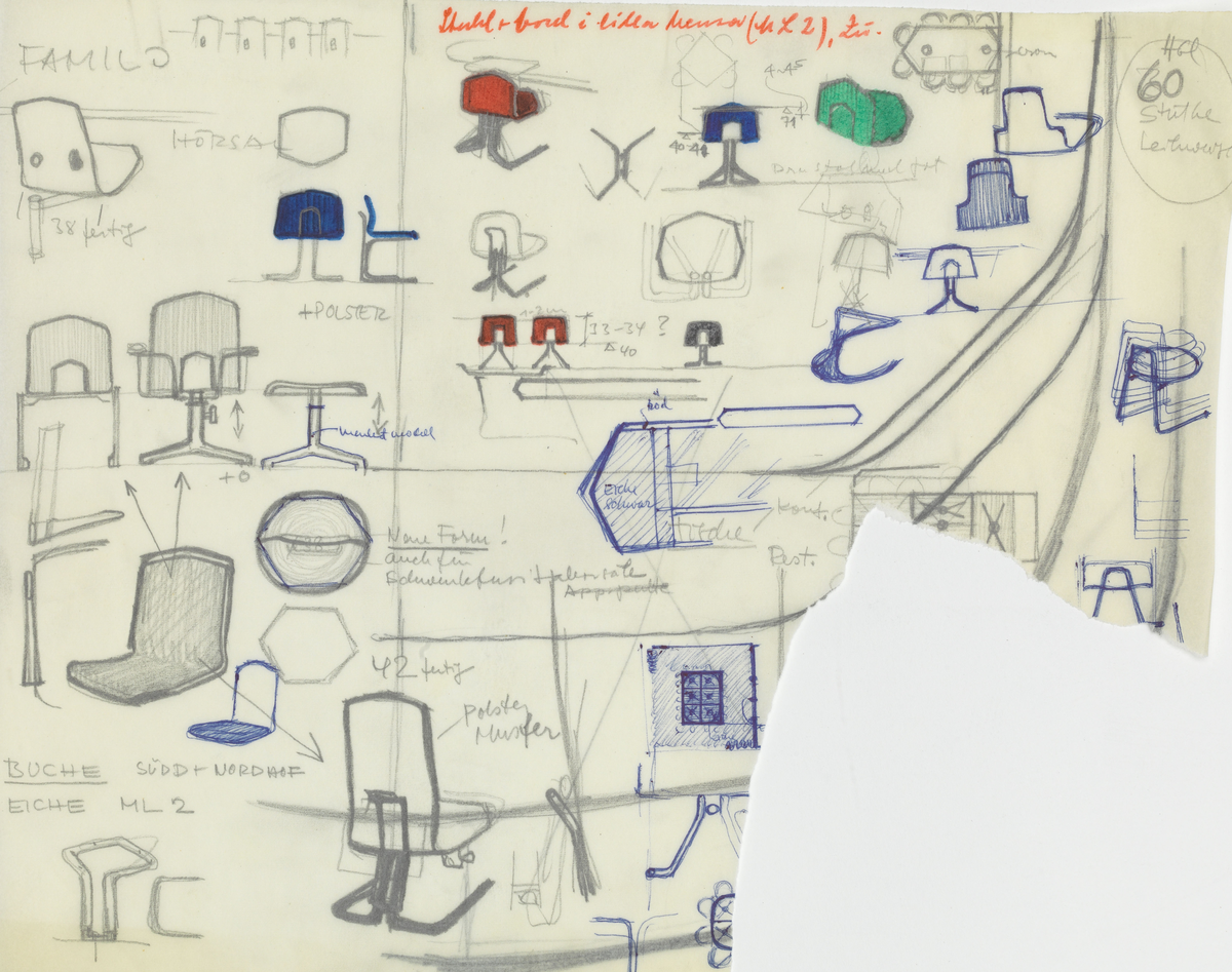 Seminar chair for ETH. Sketch of chair. by Leonhard, Thea