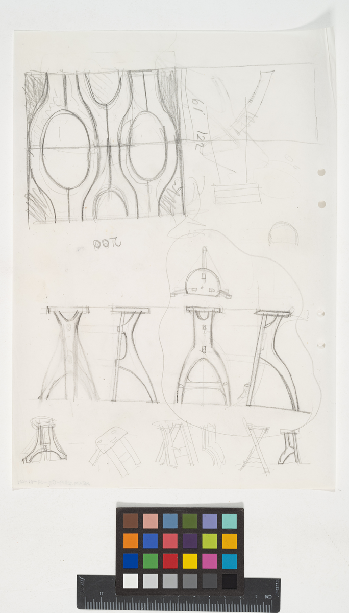 Kristoffer school. Sketch of stool. by Asmussen, Erik