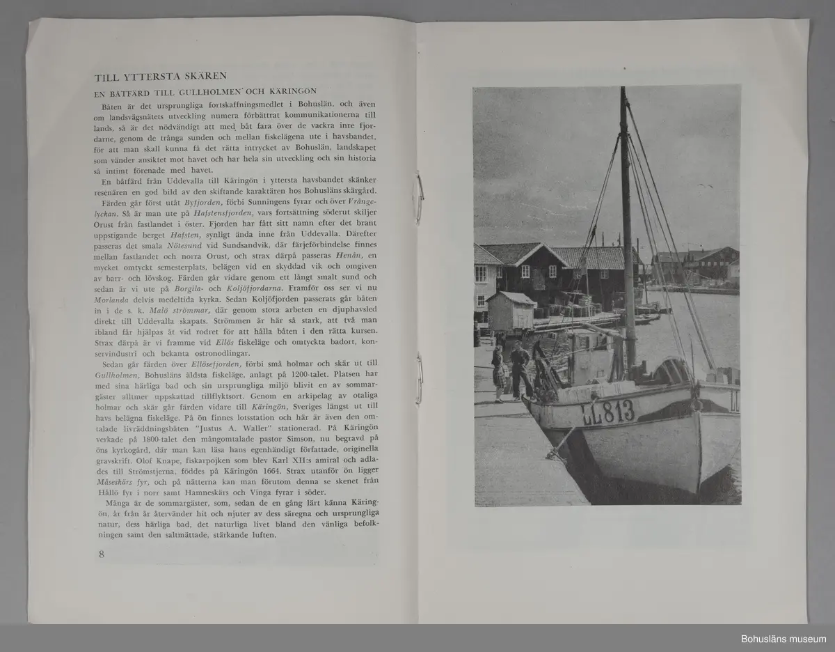 Turistbroschyr för Bohuslän och Uddevalla 1951.