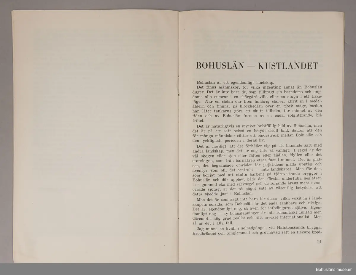 Turistbroschyr för Bohuslän och Västkusten 1946.