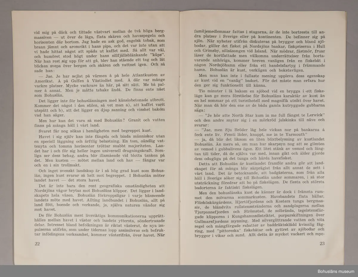 Turistbroschyr för Bohuslän och Västkusten 1946.
