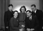 Familjen Norin, Nils Johan med hustrun Hildur Norin, född Holmgren, dottern Margareta i mitten av bilden samt sönerna Nils Olov Olle Norin och Stig Lennart Norin.