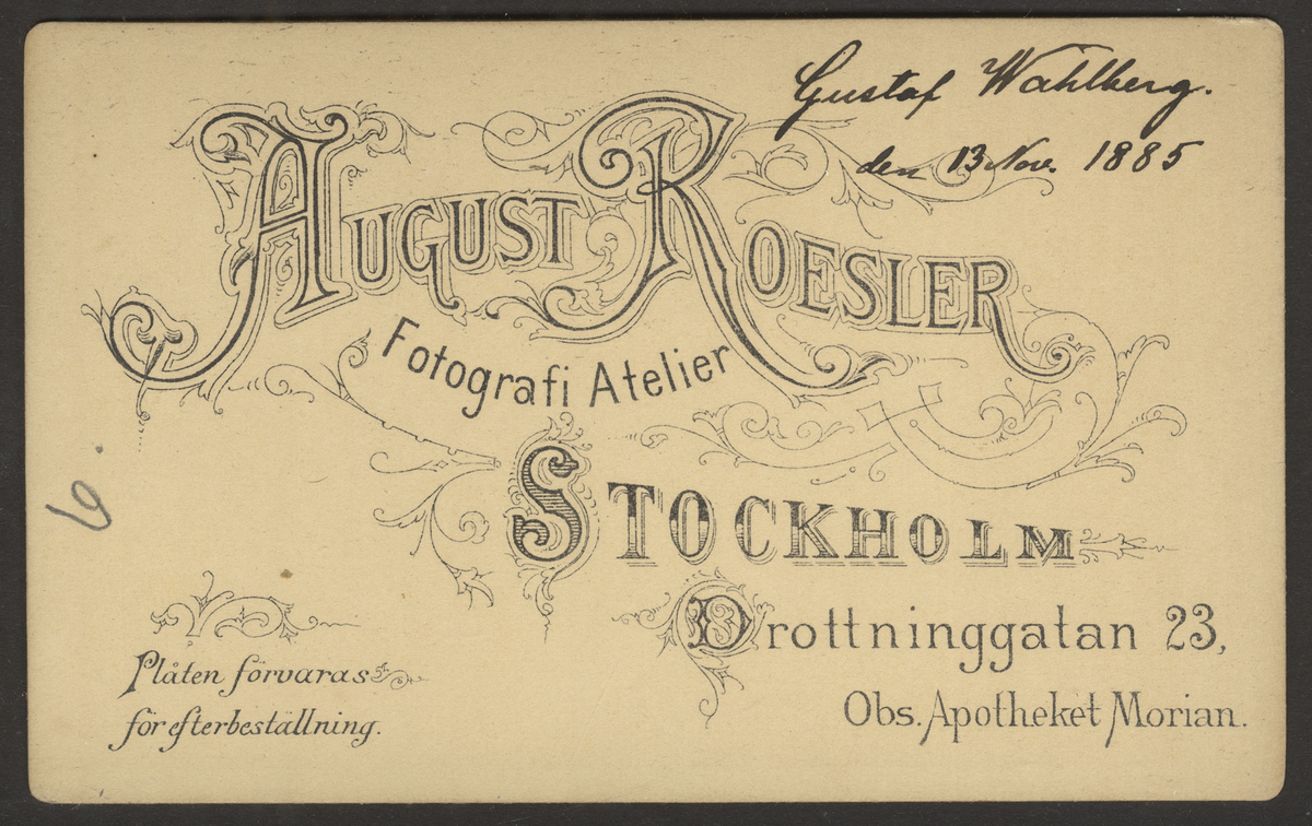Carl Gustaf Wahlberg ant.v,KSS 1884