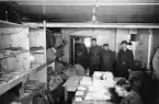 Svenska Frivilligkåren i Finland.  Fältpostkontor i Tornio,
1940.   Reklamationsavdelningen för brev, inrymd i Restaurant Puistus
källarvåning. 