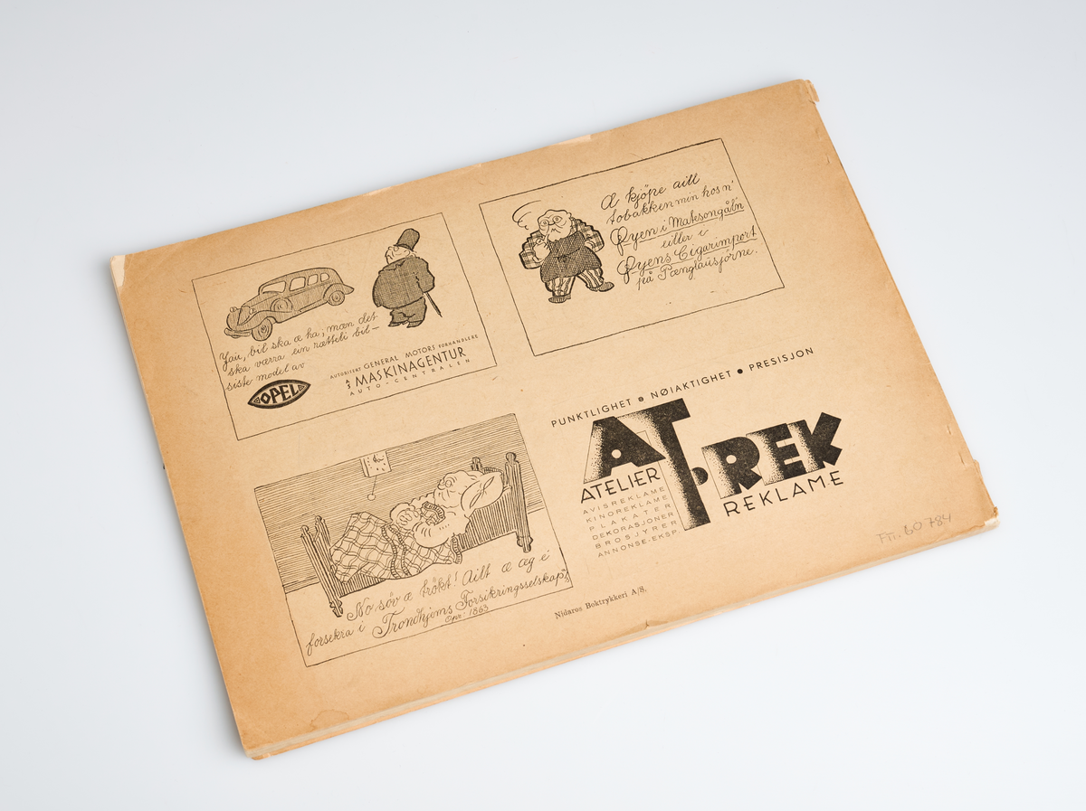 Et rektangulært, liggende hefte, 72 sider.