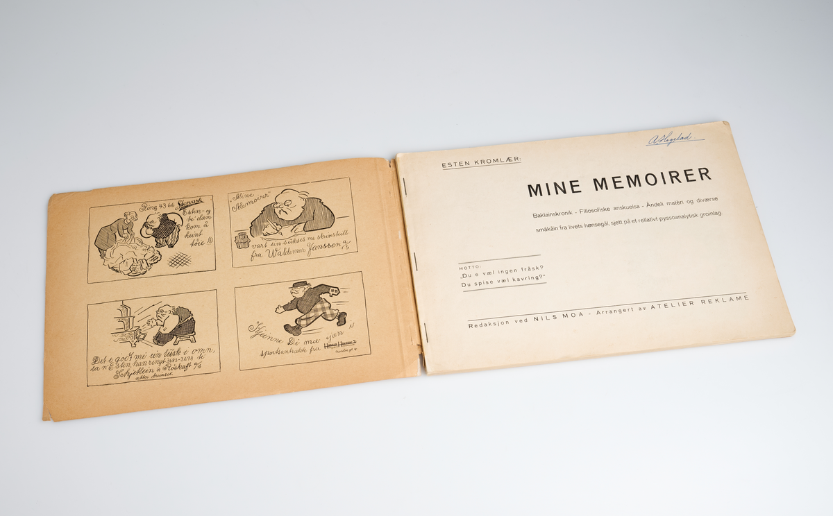 Et rektangulært, liggende hefte, 72 sider.