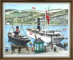 Den gamle kaia i Hammerfest [Innrammet maleri]
