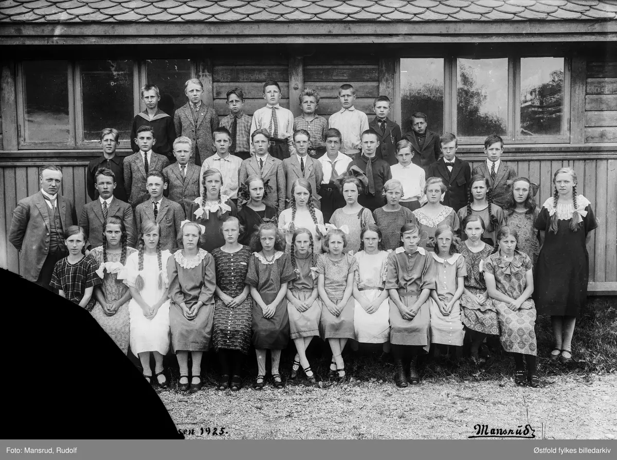 Konfirmanter Mysen 1925. Alle peroner er ukjente.