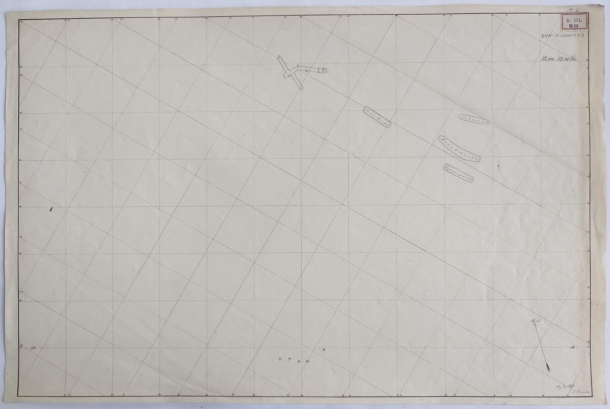 Armen og Kongens Gruve, plansje 31, 112,645 - 113,135 lakter, plankart over forskjellige nivåer