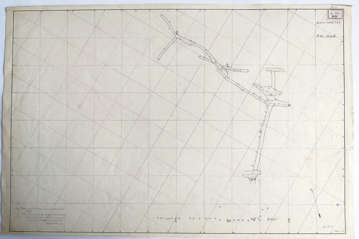 Armen og Kongens Gruve, plansje 32, 114,93 - 115,385 lakter, plankart over forskjellige nivåer