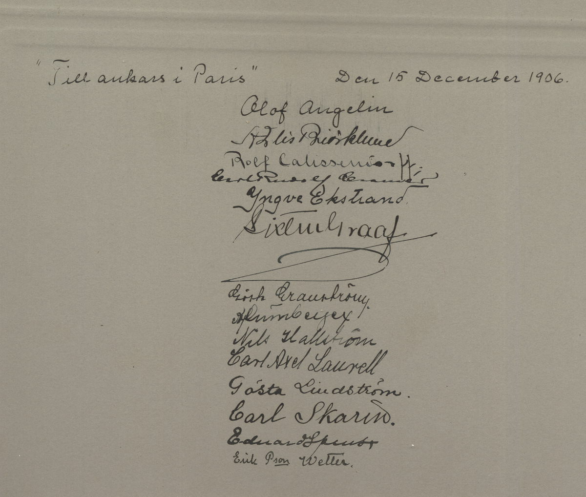 Soaré i Gymnastikhuset å Skeppsholmen den 15. dec 1906