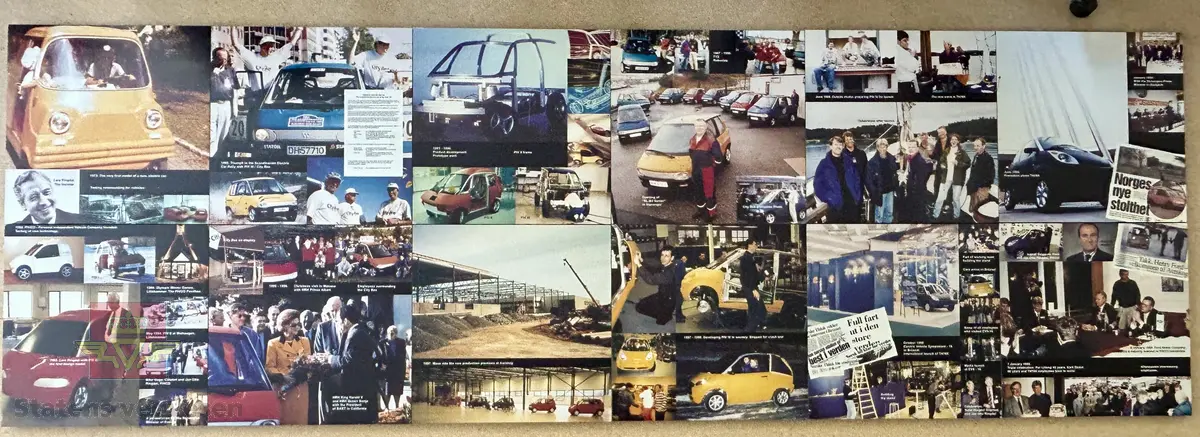 12 enkeltbilder i 50x50cm som samlet viser Pivco/Thinkhistorien fra 1972-1999.
