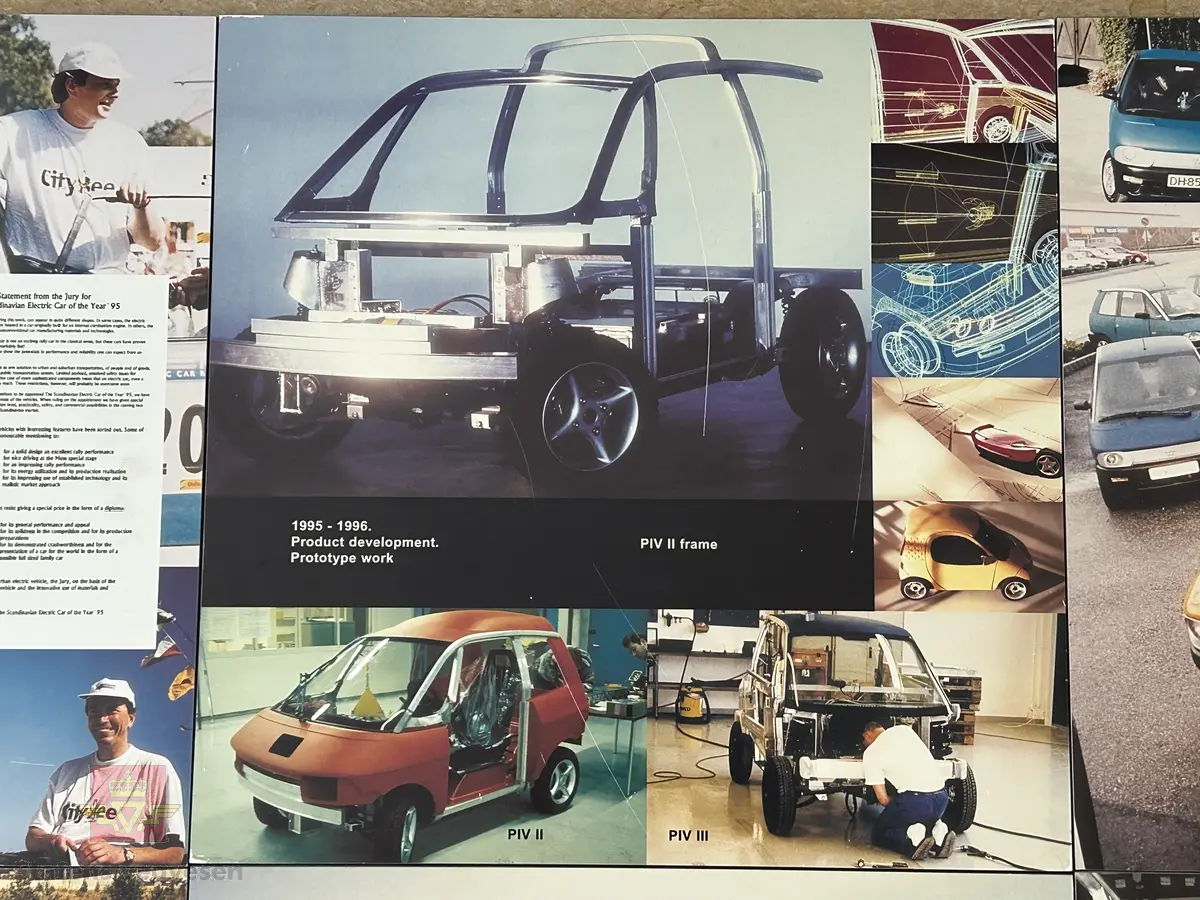 12 enkeltbilder i 50x50cm som samlet viser Pivco/Thinkhistorien fra 1972-1999.
