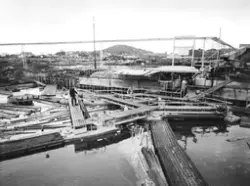 Greaker Cellulosefabrikk, Greåker, Tune. Det nye tømmerinnta