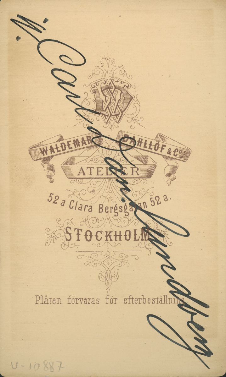 Porträtt av Carl Dan.(Daniel) Lundberg.
